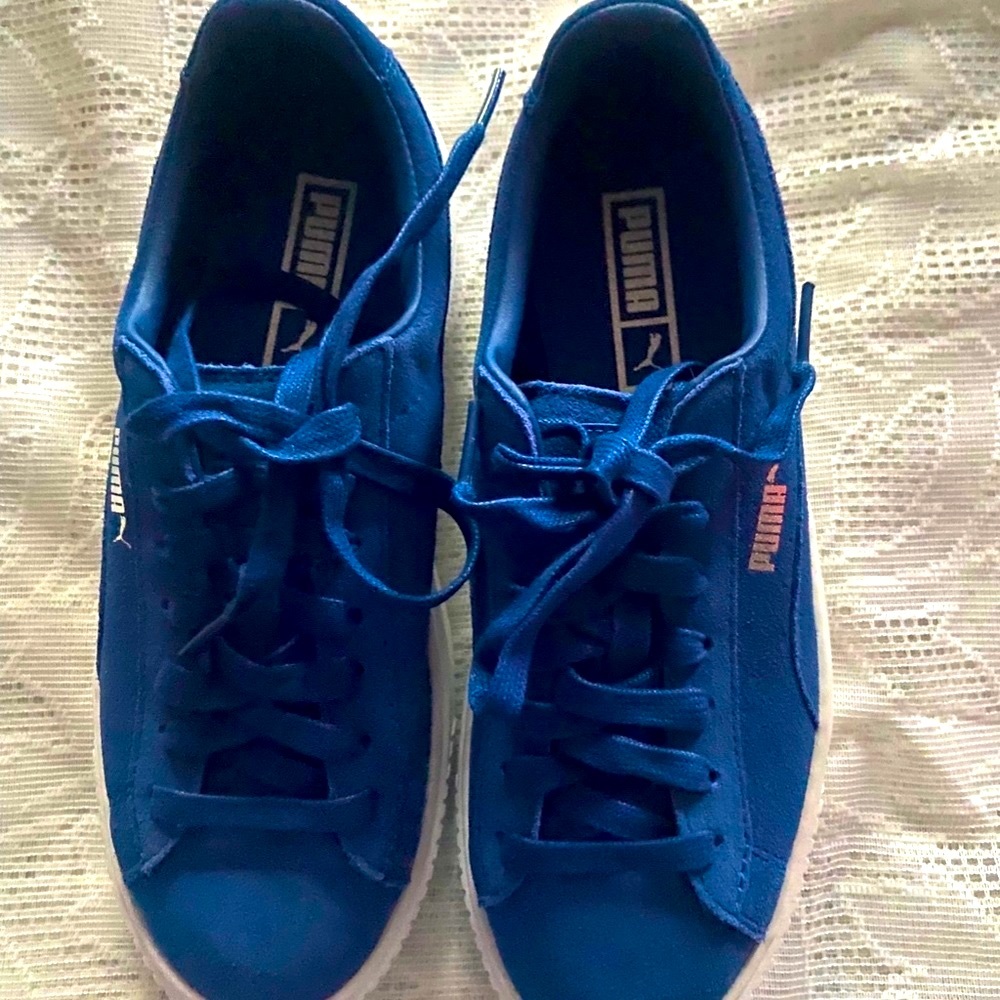 Puma Platform  gift 🎁 easy, sneakers, suede blue gift someone you love or you ! - Picture 3 of 9